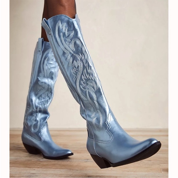 Jeffrey Campbell metallic blue cowboy boots - Picture 3 of 4